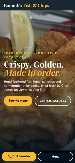 Screenshot of the Banoub's Fish & Chips demo, mobile