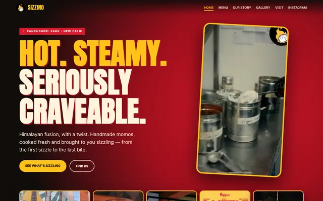 Screenshot of the Sizzmo demo, desktop