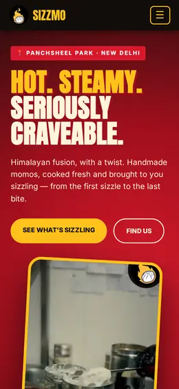 Screenshot of the Sizzmo demo, mobile